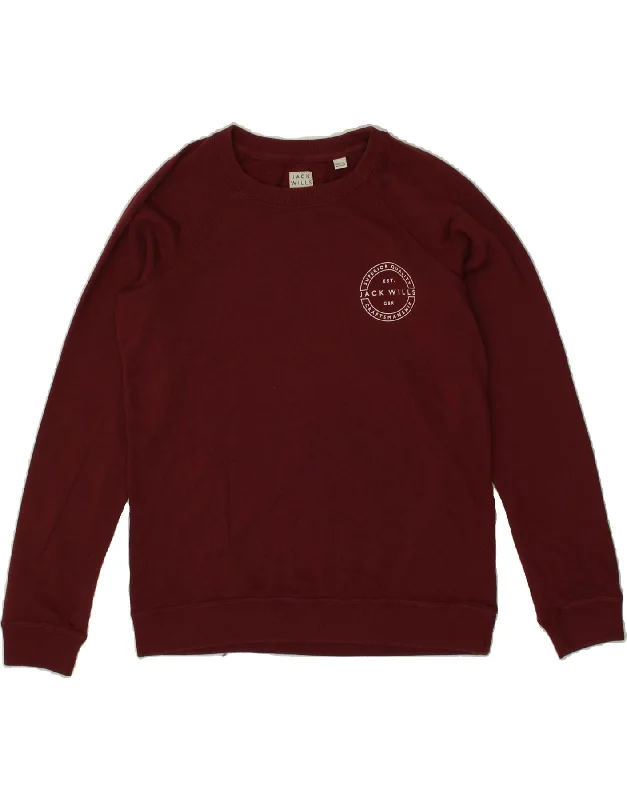 JACK WILLS Womens Sweatshirt Jumper UK 10 Small Burgundy Cotton Hoodie with Tie-Dye Psychedelic Retro JACK WILLS Womens Sweatshirt Jumper UK 10 Small Burgundy Cotton Hoodie with Tie-Dye Psychedelic Retro