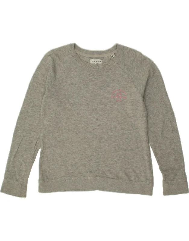 JACK WILLS Womens Sweatshirt Jumper UK 14 Large Grey Cotton Hoodie with Reflective Safety Nightwear JACK WILLS Womens Sweatshirt Jumper UK 14 Large Grey Cotton Hoodie with Reflective Safety Nightwear