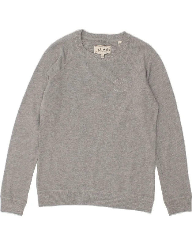 JACK WILLS Womens Sweatshirt Jumper UK 8 Small Grey Hoodie with Typography Text Message JACK WILLS Womens Sweatshirt Jumper UK 8 Small Grey Hoodie with Typography Text Message