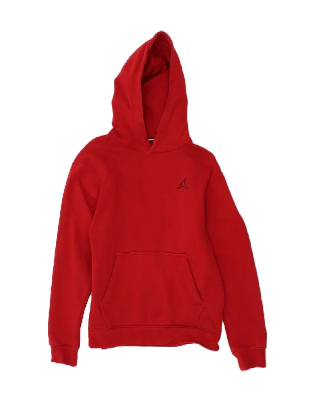 JORDAN Mens Hoodie Jumper XS Red Cotton Hoodie with Hem Patch Decorative Personalized JORDAN Mens Hoodie Jumper XS Red Cotton Hoodie with Hem Patch Decorative Personalized