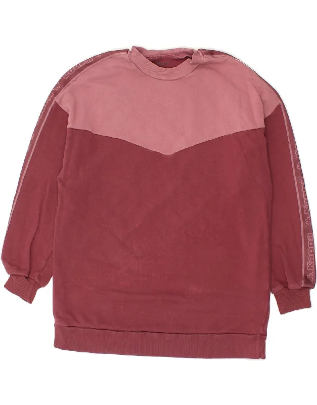 KAPPA Womens Graphic Sweatshirt Jumper UK 12 Medium Maroon Colourblock Hoodie with Pocket Utility Practical KAPPA Womens Graphic Sweatshirt Jumper UK 12 Medium Maroon Colourblock Hoodie with Pocket Utility Practical
