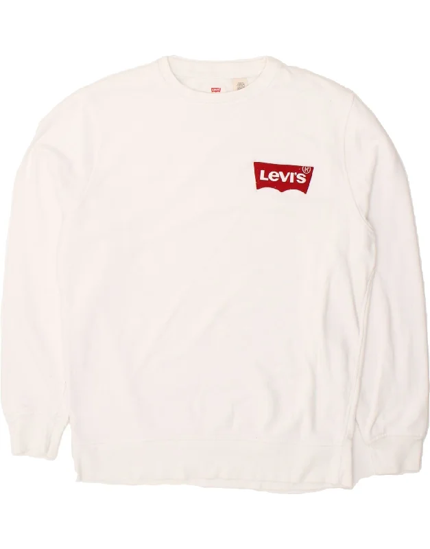 LEVI'S Mens Graphic Sweatshirt Jumper XL White Hoodie Sweatshirt Pullover