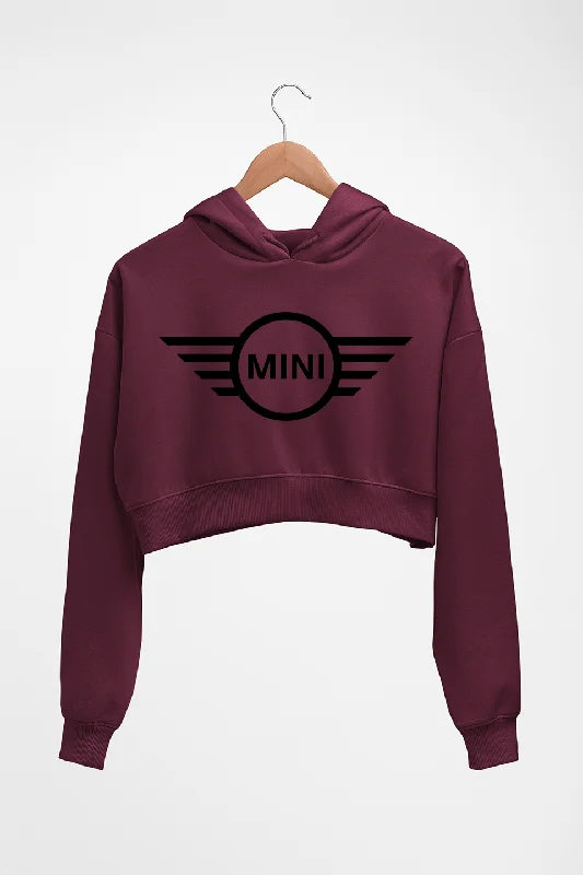 Mini Cooper Crop HOODIE FOR WOMEN Hoodie with Hem Frayed Vintage Worn
