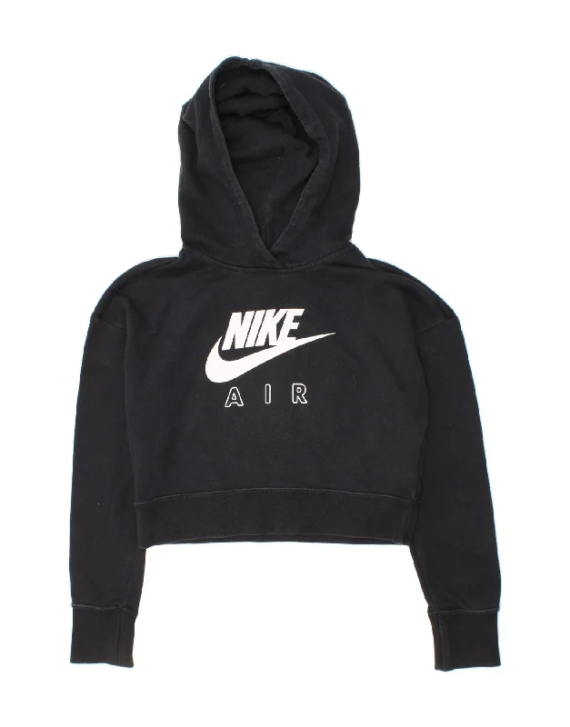 NIKE Girls Crop Graphic Hoodie Jumper 10-11 Years Medium Black Cotton Hoodie with Puffed Sleeves Voluminous Trendy NIKE Girls Crop Graphic Hoodie Jumper 10-11 Years Medium Black Cotton Hoodie with Puffed Sleeves Voluminous Trendy
