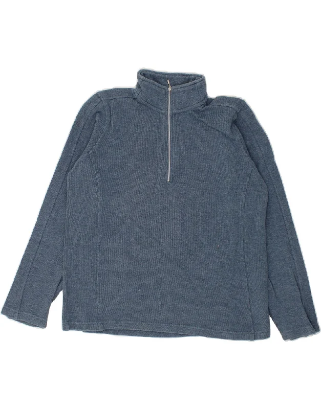 ORVIS Womens Zip Neck Sweatshirt Jumper UK 14 Medium Blue Cotton Hoodie with Cropped Fit Short Trendy ORVIS Womens Zip Neck Sweatshirt Jumper UK 14 Medium Blue Cotton Hoodie with Cropped Fit Short Trendy