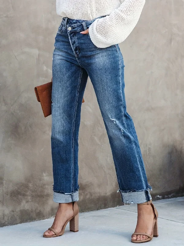 Trendy Plus Size High Waist Ripped Jeans with Raw Trim – Ultimate Comfort & Style Chic Rolled Cuff Denim Jeans Trendy Plus Size High Waist Ripped Jeans with Raw Trim – Ultimate Comfort & Style Chic Rolled Cuff Denim Jeans