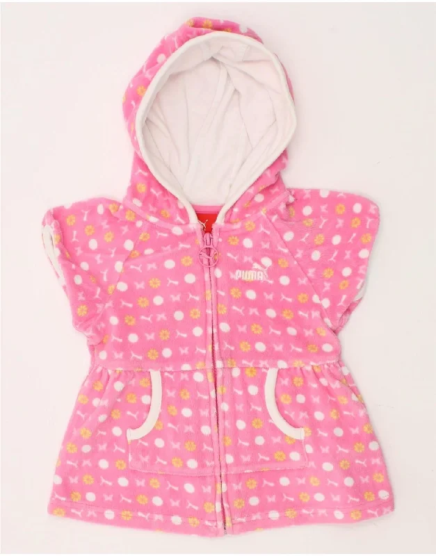 PUMA Baby Girls Velour Short Sleeve Zip Hoodie Sweater 18-24 Months Pink Hoodie with Elastic Cuffs Stretchable Comfortable PUMA Baby Girls Velour Short Sleeve Zip Hoodie Sweater 18-24 Months Pink Hoodie with Elastic Cuffs Stretchable Comfortable