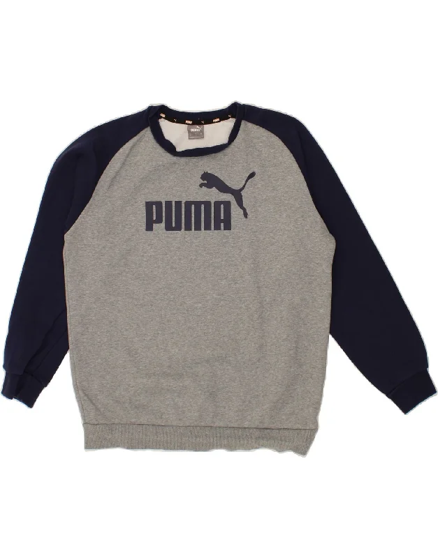 PUMA Mens Graphic Sweatshirt Jumper Large Grey Colourblock Cotton Hoodie with Full-Zip Functional Layering PUMA Mens Graphic Sweatshirt Jumper Large Grey Colourblock Cotton Hoodie with Full-Zip Functional Layering