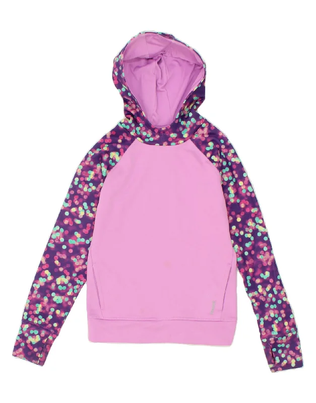 REEBOK Girls Hoodie Jumper 7-8 Years Medium Pink Polka Dot Polyester Hoodie Dress Longline Feminine REEBOK Girls Hoodie Jumper 7-8 Years Medium Pink Polka Dot Polyester Hoodie Dress Longline Feminine