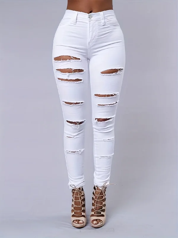 Ripped High-Stretch Distressed Jeans | Trendy Slim-Fit Women’s Denim” Casual Bootcut Ripped Jeans Ripped High-Stretch Distressed Jeans | Trendy Slim-Fit Women’s Denim” Casual Bootcut Ripped Jeans