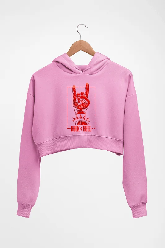 Rock & Roll Crop HOODIE FOR WOMEN Hoodie with Double Zipper Versatile Adjustable