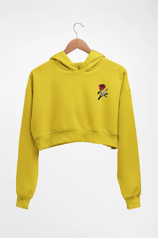 Rose & Knife Crop HOODIE FOR WOMEN Hoodie with Stripes Bold Sporty