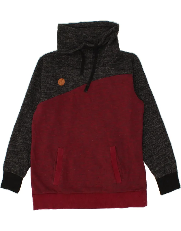 SALTROCK Womens Sweatshirt Jumper UK 14 Large Burgundy Colourblock Cotton Hoodie with Zipper Versatile Modern SALTROCK Womens Sweatshirt Jumper UK 14 Large Burgundy Colourblock Cotton Hoodie with Zipper Versatile Modern