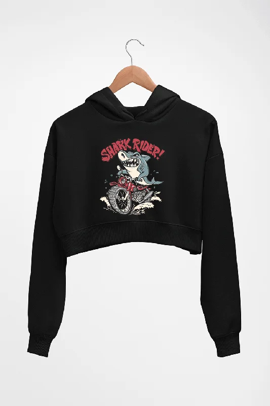 Shark Rider Crop HOODIE FOR WOMEN Hoodie with Relaxed Fit Easy Casual