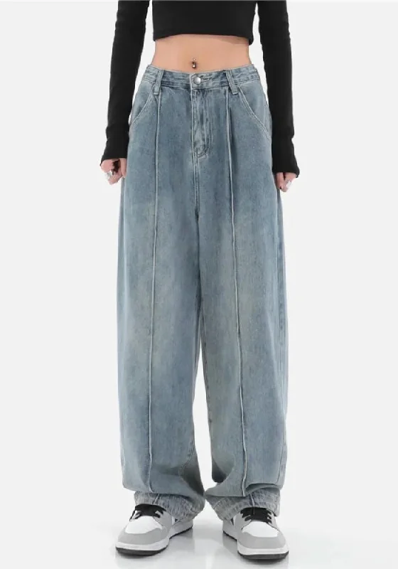 Skater Pleated Baggy Jeans Trendy Plus Size Jeans