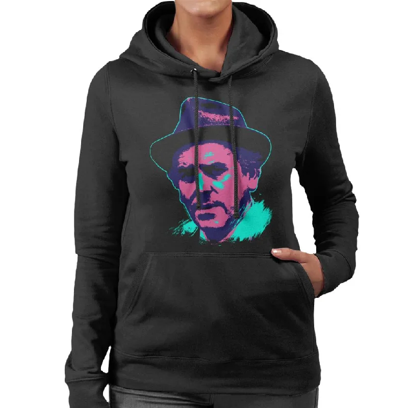TV Times Actor George Cole Minder 1982 Pop Art Stylised Women's Hooded Sweatshirt Hoodie with Thumb Holes Functional Cozy