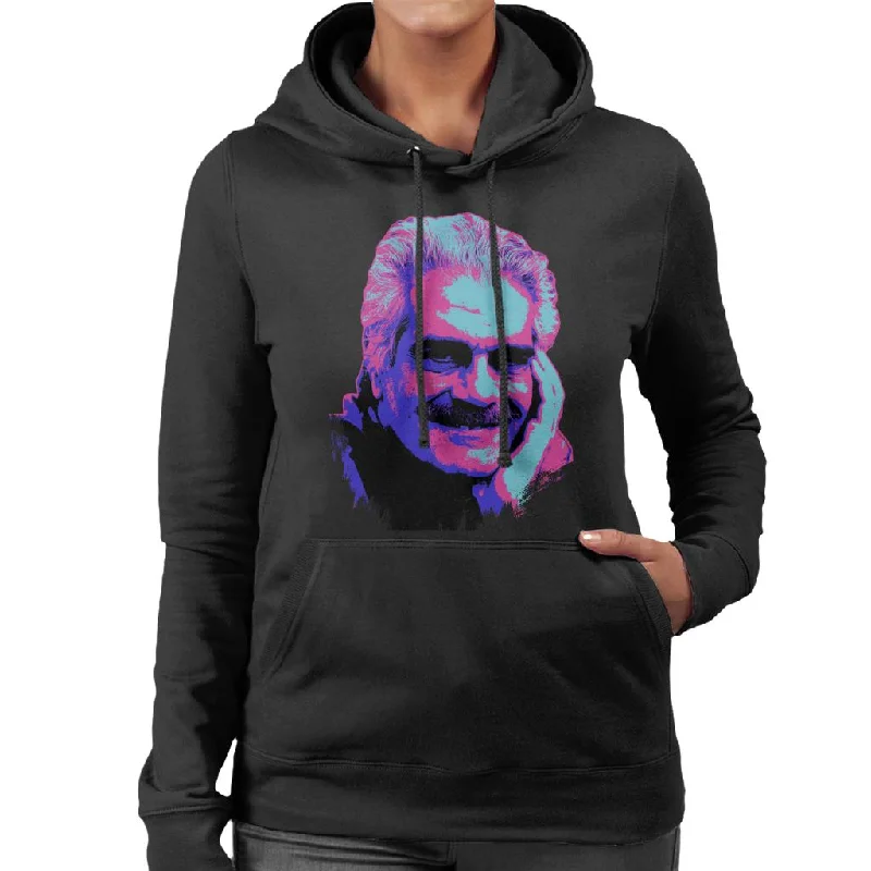 TV Times Actor Omar Sharif 1988 Pop Art Stylised Women's Hooded Sweatshirt Hoodie with Sequins Glamorous Eye-catching TV Times Actor Omar Sharif 1988 Pop Art Stylised Women's Hooded Sweatshirt Hoodie with Sequins Glamorous Eye-catching