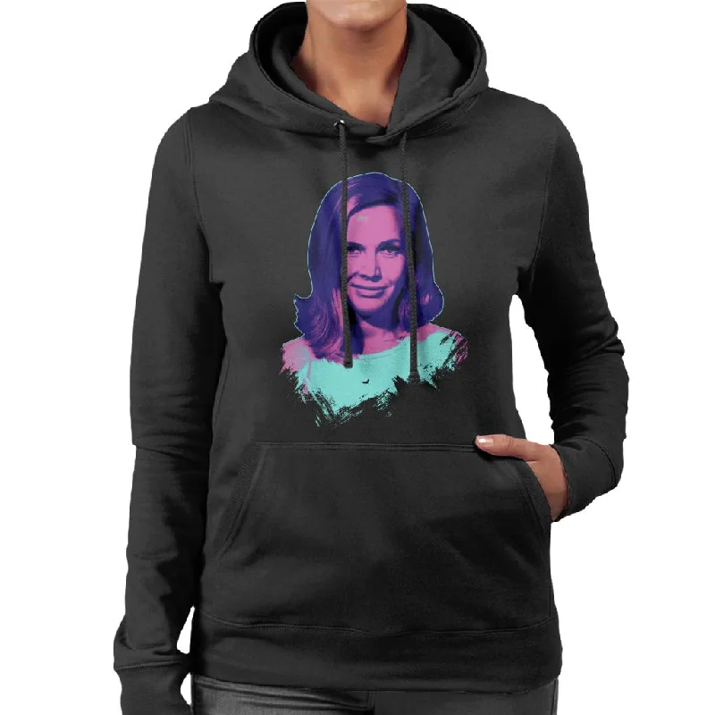 TV Times Actress Honor Blackman Pop Art Stylised Women's Hooded Sweatshirt Hoodie with Gradient Ombre Colorful TV Times Actress Honor Blackman Pop Art Stylised Women's Hooded Sweatshirt Hoodie with Gradient Ombre Colorful