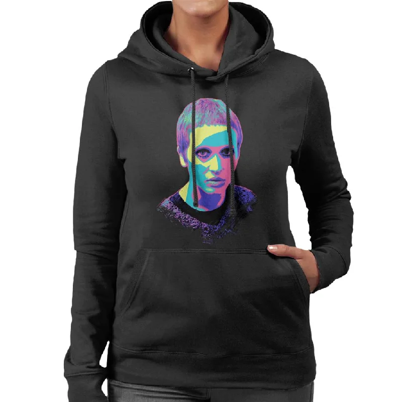 TV Times Actress & Singer Julie Driscoll Pop Art Stylised Women's Hooded Sweatshirt Hoodie with Button Placket Classic Preppy TV Times Actress & Singer Julie Driscoll Pop Art Stylised Women's Hooded Sweatshirt Hoodie with Button Placket Classic Preppy