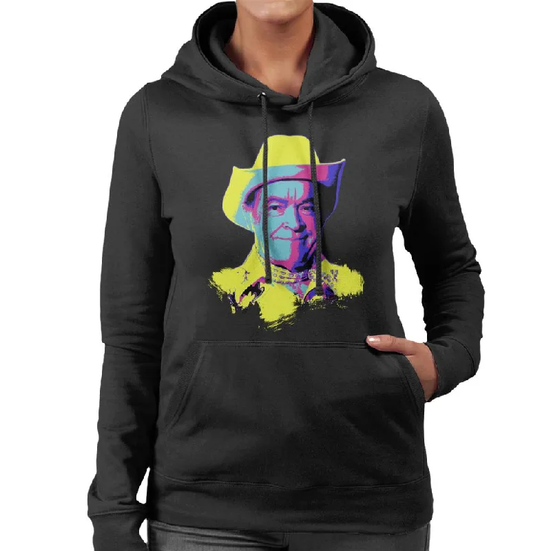 TV Times Bob Hope Cowboy 1978 Pop Art Stylised Women's Hooded Sweatshirt Hoodie with Illustration Artistic Creative TV Times Bob Hope Cowboy 1978 Pop Art Stylised Women's Hooded Sweatshirt Hoodie with Illustration Artistic Creative