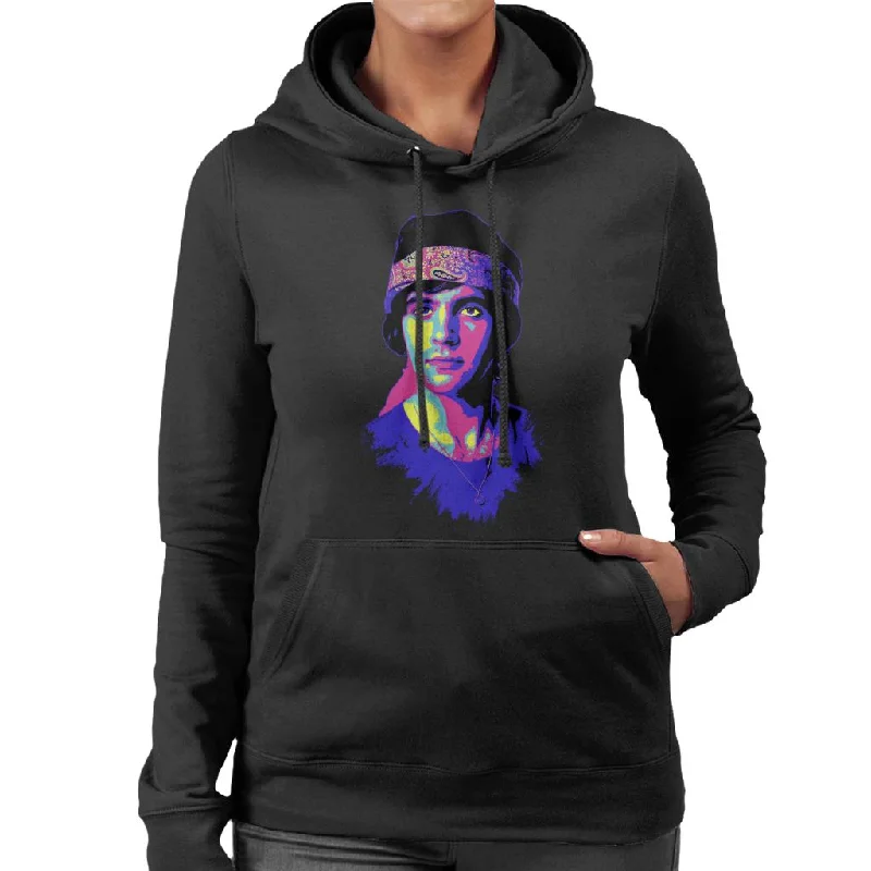 TV Times David Essex Bandana Portrait Pop Art Stylised Women's Hooded Sweatshirt Hoodie with Cropped Fit Short Trendy TV Times David Essex Bandana Portrait Pop Art Stylised Women's Hooded Sweatshirt Hoodie with Cropped Fit Short Trendy