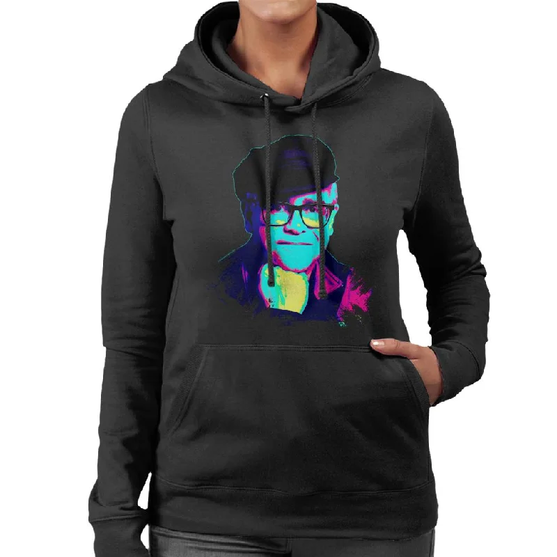 TV Times Elton John Smile Pop Art Stylised Women's Hooded Sweatshirt Hoodie with Belted Waist Structured Tailored TV Times Elton John Smile Pop Art Stylised Women's Hooded Sweatshirt Hoodie with Belted Waist Structured Tailored