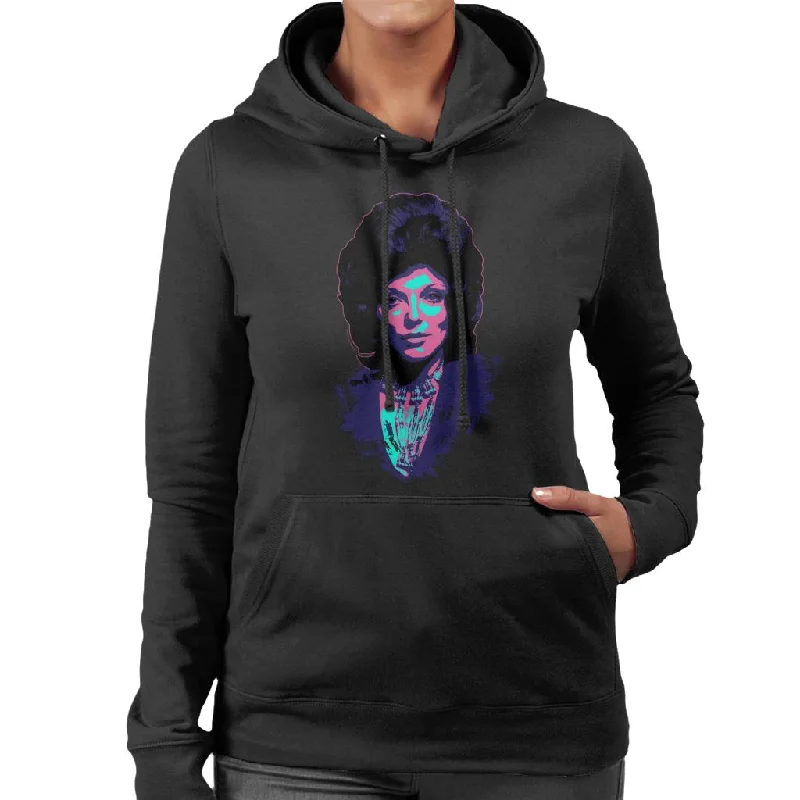 TV Times Joan Collins 1971 Paint Splatter Pop Art Stylised Women's Hooded Sweatshirt Hoodie with Reflective Safety Nightwear TV Times Joan Collins 1971 Paint Splatter Pop Art Stylised Women's Hooded Sweatshirt Hoodie with Reflective Safety Nightwear