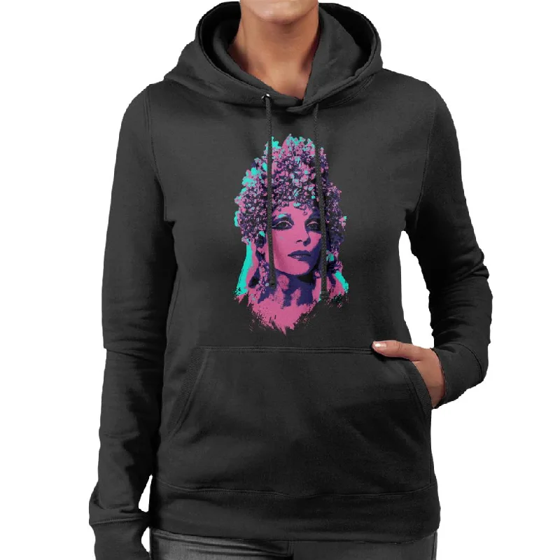 TV Times Joan Collins Space 1999 Pop Art Stylised Women's Hooded Sweatshirt Hoodie with Neon Bright Vibrant TV Times Joan Collins Space 1999 Pop Art Stylised Women's Hooded Sweatshirt Hoodie with Neon Bright Vibrant
