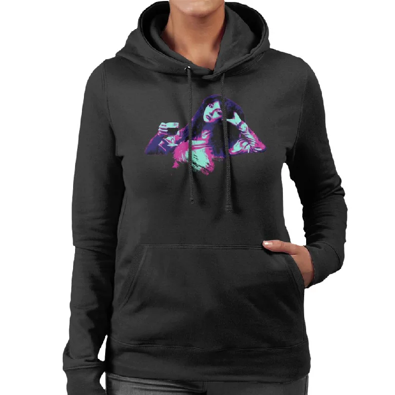 TV Times Kate Bush Laid Back Pop Art Stylised Women's Hooded Sweatshirt Hoodie with Fur Luxurious Winter TV Times Kate Bush Laid Back Pop Art Stylised Women's Hooded Sweatshirt Hoodie with Fur Luxurious Winter