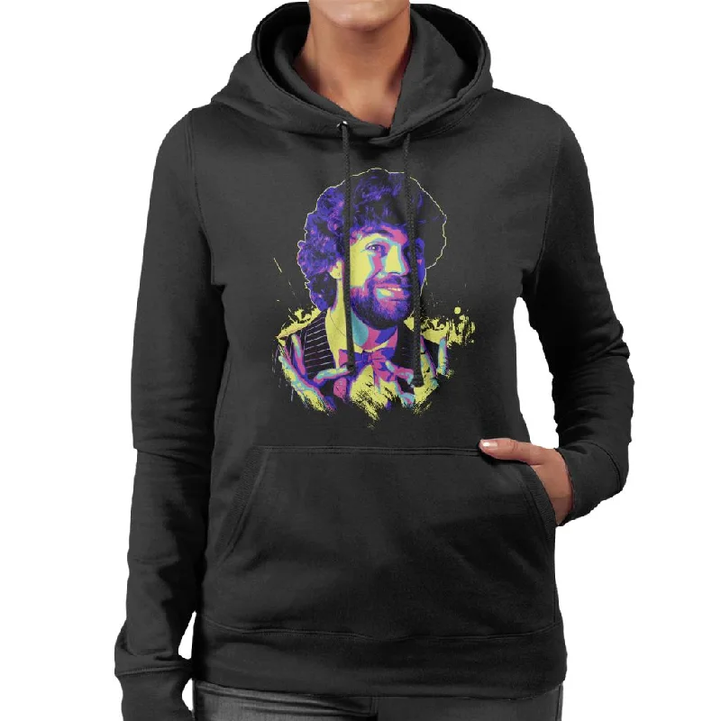 TV Times Matthew Kelly Bow Tie Pop Art Stylised Women's Hooded Sweatshirt Hoodie with Color Block Contrast Stylish TV Times Matthew Kelly Bow Tie Pop Art Stylised Women's Hooded Sweatshirt Hoodie with Color Block Contrast Stylish