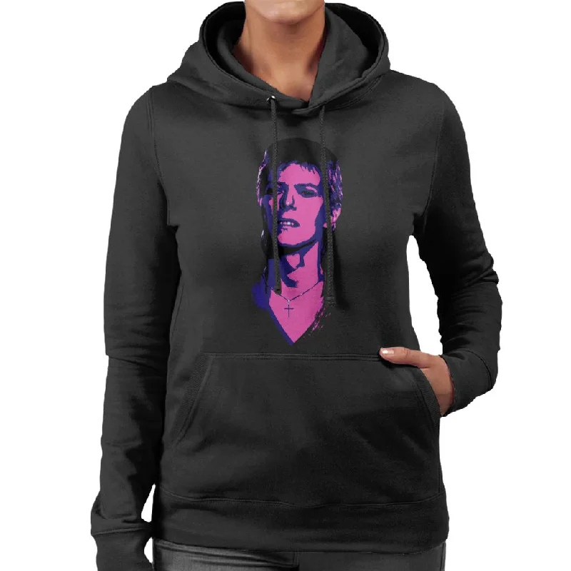 TV Times Pop Star David Bowie Portrait 1977 Pop Art Stylised Women's Hooded Sweatshirt Hoodie with Crew Neck Simple Timeless TV Times Pop Star David Bowie Portrait 1977 Pop Art Stylised Women's Hooded Sweatshirt Hoodie with Crew Neck Simple Timeless