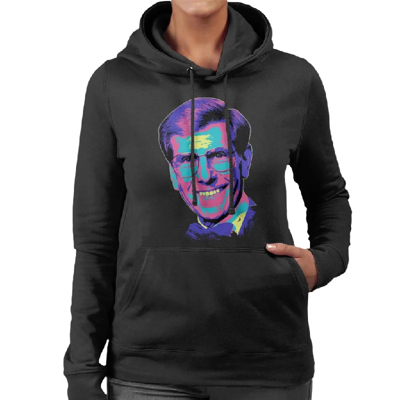 TV Times Presenter Bob Holness Pop Art Stylised Women's Hooded Sweatshirt Hoodie with Camouflage Military Edgy TV Times Presenter Bob Holness Pop Art Stylised Women's Hooded Sweatshirt Hoodie with Camouflage Military Edgy