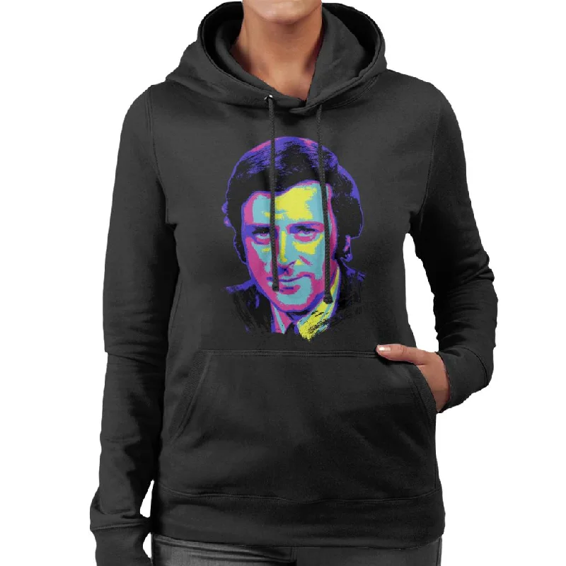 TV Times Presenter Terry Wogan 1972 Pop Art Stylised Women's Hooded Sweatshirt Hoodie with Print Artistic Unique TV Times Presenter Terry Wogan 1972 Pop Art Stylised Women's Hooded Sweatshirt Hoodie with Print Artistic Unique
