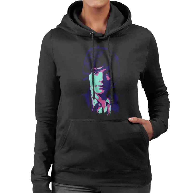 TV Times Singer David Essex 1968 Pop Art Stylised Women's Hooded Sweatshirt Hoodie with Contrast Stitching Detailed Premium TV Times Singer David Essex 1968 Pop Art Stylised Women's Hooded Sweatshirt Hoodie with Contrast Stitching Detailed Premium