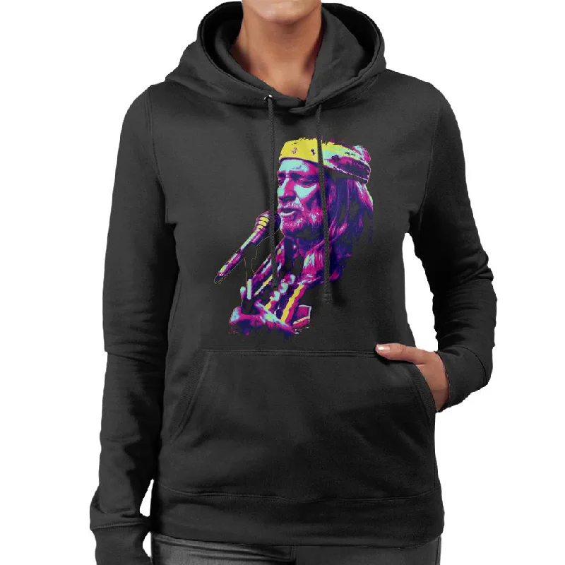 TV Times Willie Nelson Live Paint Splatter Pop Art Stylised Women's Hooded Sweatshirt Hoodie with Contrast Stitching Detailed Premium TV Times Willie Nelson Live Paint Splatter Pop Art Stylised Women's Hooded Sweatshirt Hoodie with Contrast Stitching Detailed Premium