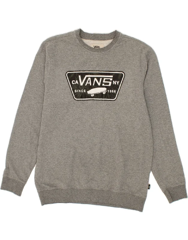 VANS Mens Graphic Sweatshirt Jumper Large Grey Cotton Hoodie Sweatshirt Pullover