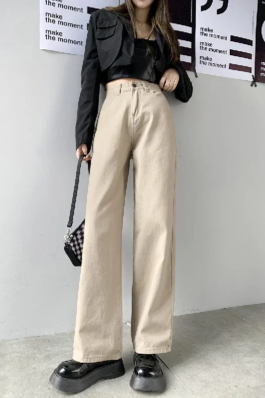 Wide Leg High Waist Casual Jeans Elegant Tapered Leg Denim