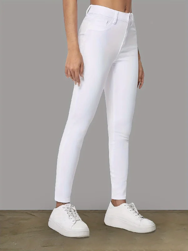 Women's Elegant White Stretch Skinny Jeans - Ultimate Comfort & Style Trendy Layered Pocket Jeans Women's Elegant White Stretch Skinny Jeans - Ultimate Comfort & Style Trendy Layered Pocket Jeans
