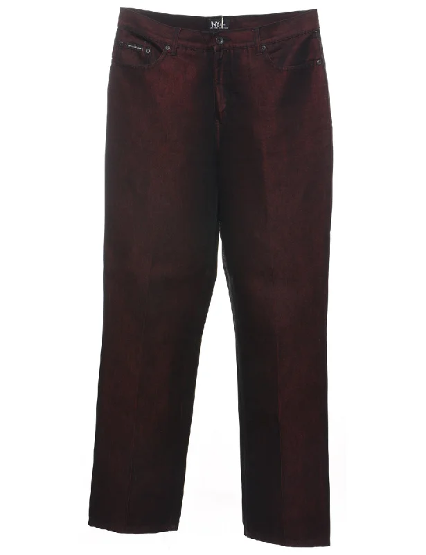 1990s Maroon & Black Tapered Jeans - W32 L33 Comfortable Mid-Rise Jeans