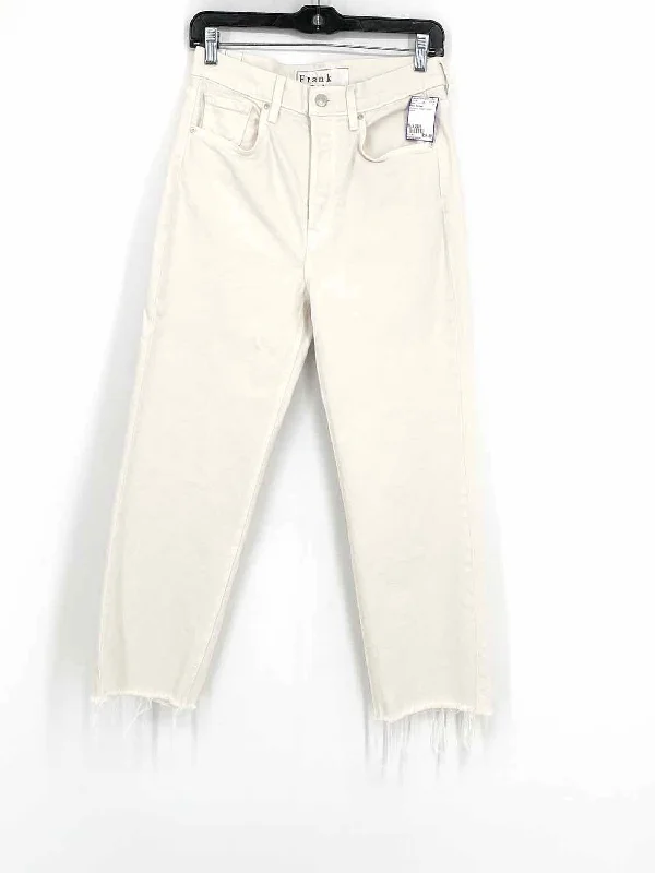 Frank & Eileen Women's Cream Cotton Blend Size 28/6 Jeans Fashionable Mom Jeans