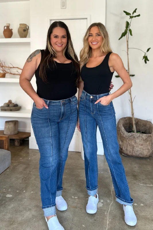 Judy Blue Full Size High Waist Front Seam Detail Straight Jeans, Medium Wash Comfortable Zip-Up Skinny Jeans Judy Blue Full Size High Waist Front Seam Detail Straight Jeans, Medium Wash Comfortable Zip-Up Skinny Jeans