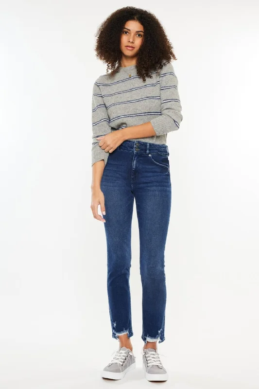Kancan High Rise Slim Straight Jeans Trendy Vintage Denim Jeans