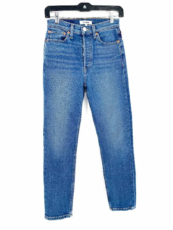 REDONE Women's Denim High Rise Cotton Blend Size 25/0 Jeans Classic Black Denim Jeans REDONE Women's Denim High Rise Cotton Blend Size 25/0 Jeans Classic Black Denim Jeans