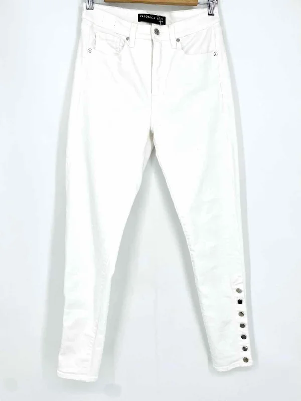 VERONICA BEARD Women's White High Rise Cotton Blend Size 29/8 Jeans Classic Button Fly Jeans VERONICA BEARD Women's White High Rise Cotton Blend Size 29/8 Jeans Classic Button Fly Jeans