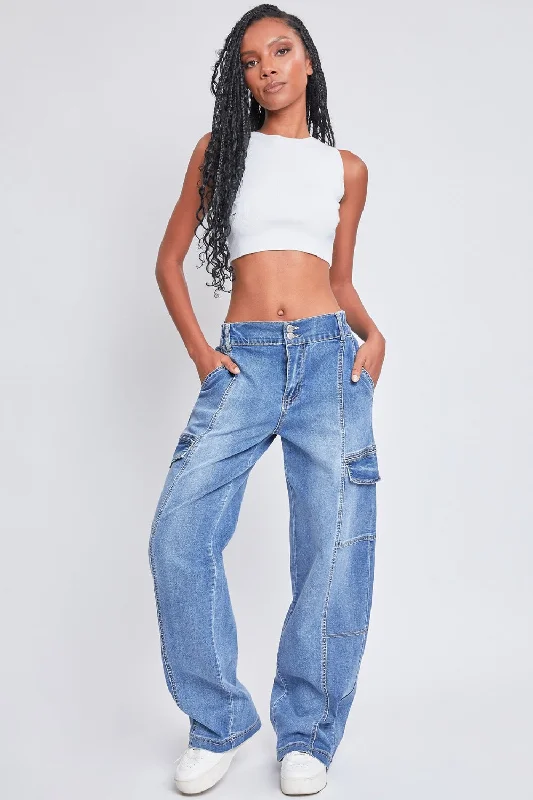 YMI Jeanswear High-Rise Straight Cargo Jeans Chic Cropped Jeans