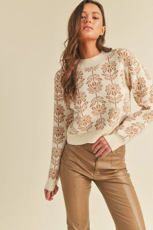 Beige Taupe Floral Pattern Knit Sweater Chenille Fabric Brocade Fabric Lace Fabric