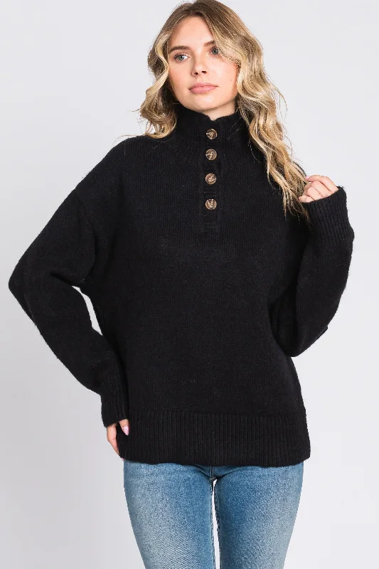 Black Button Front Sweater Sweater Knitwear Pullover