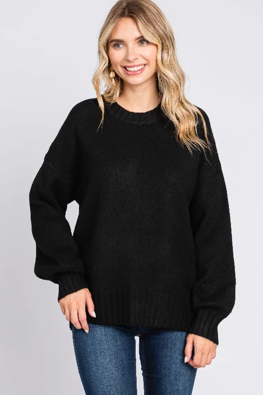 Black Ribbed Cuff Sweater Rayon Fabric Velvet Fabric Corduroy Fabric