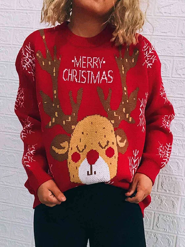 Hazel Blues® |  Christmas Element Long Sleeve Sweater Handmade Hand-knitted Hand-woven