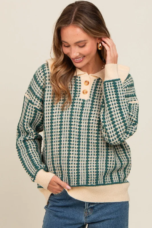 Dark Teal Ruffle Collar Button Up Waffle Knit Sweater Zippered Front Buttoned Front Snap Front